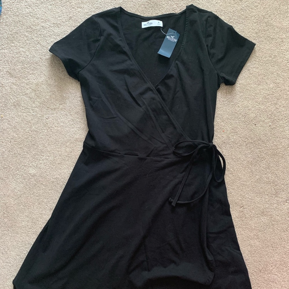 Medium Black Hollister Wrap Tie Dress
